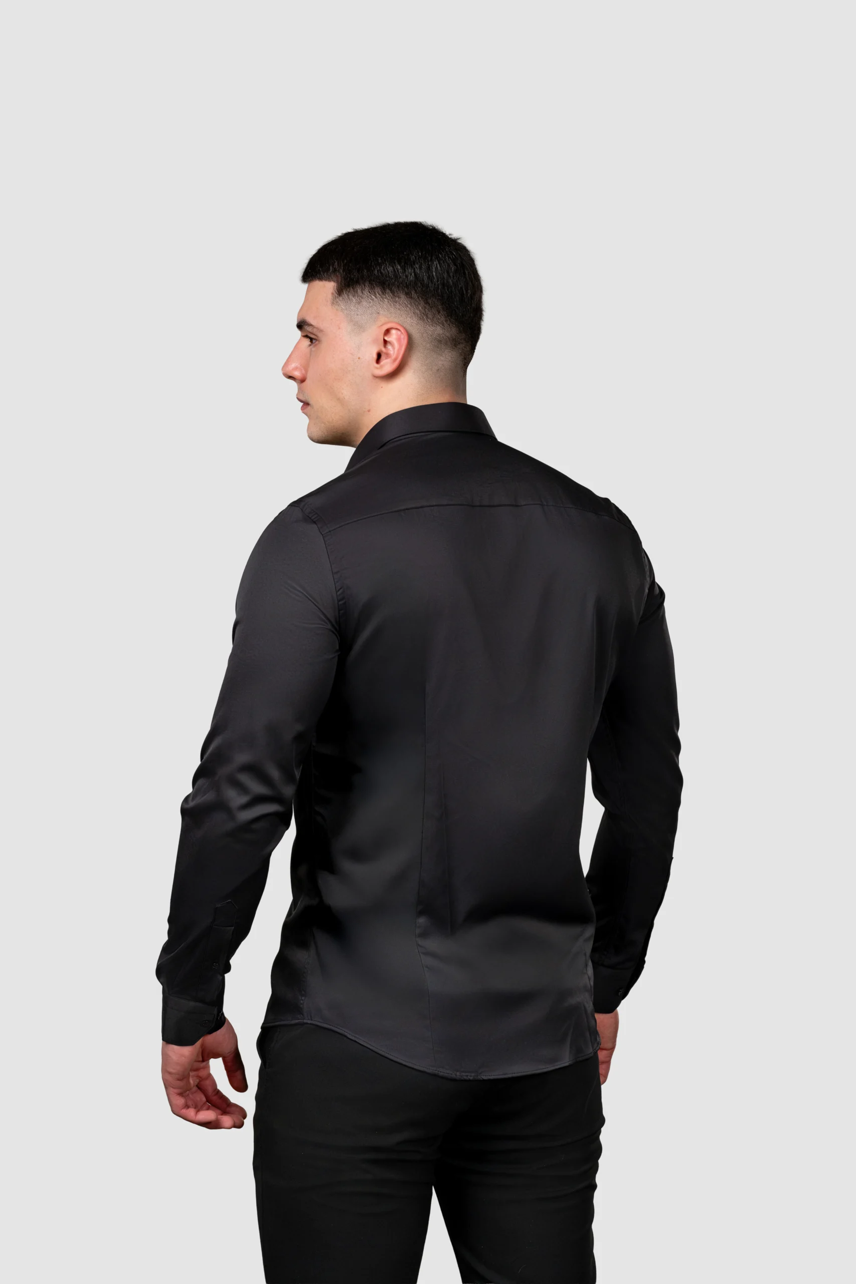 Hunter Premium Crna Muška Košulja (Satensko Tkanje)-4 Hunter Premium Crna Muška Košulja (Satensko Tkanje) 4