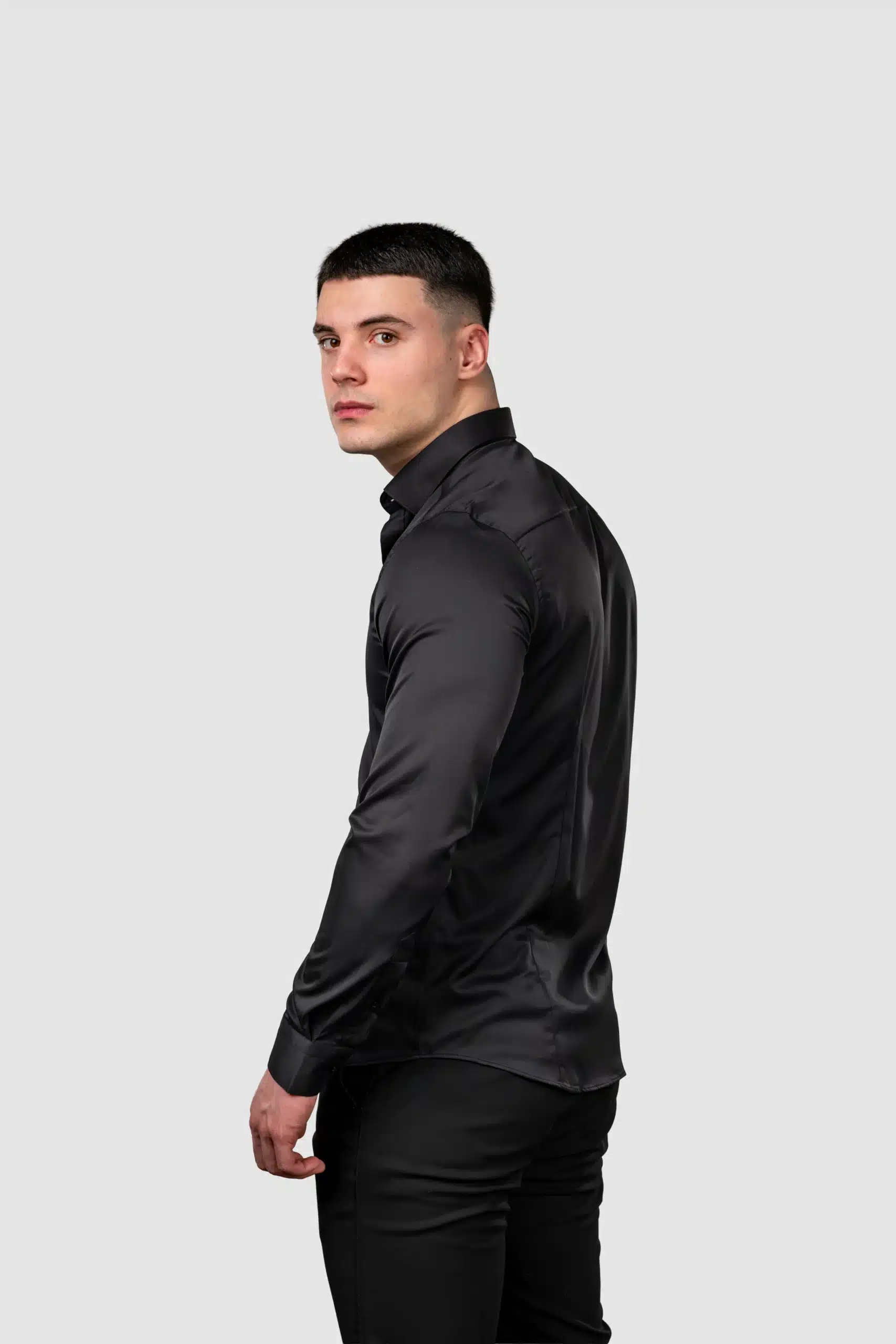 Hunter Premium Crna Muška Košulja (Satensko Tkanje)-5 Hunter Premium Crna Muška Košulja (Satensko Tkanje) 5