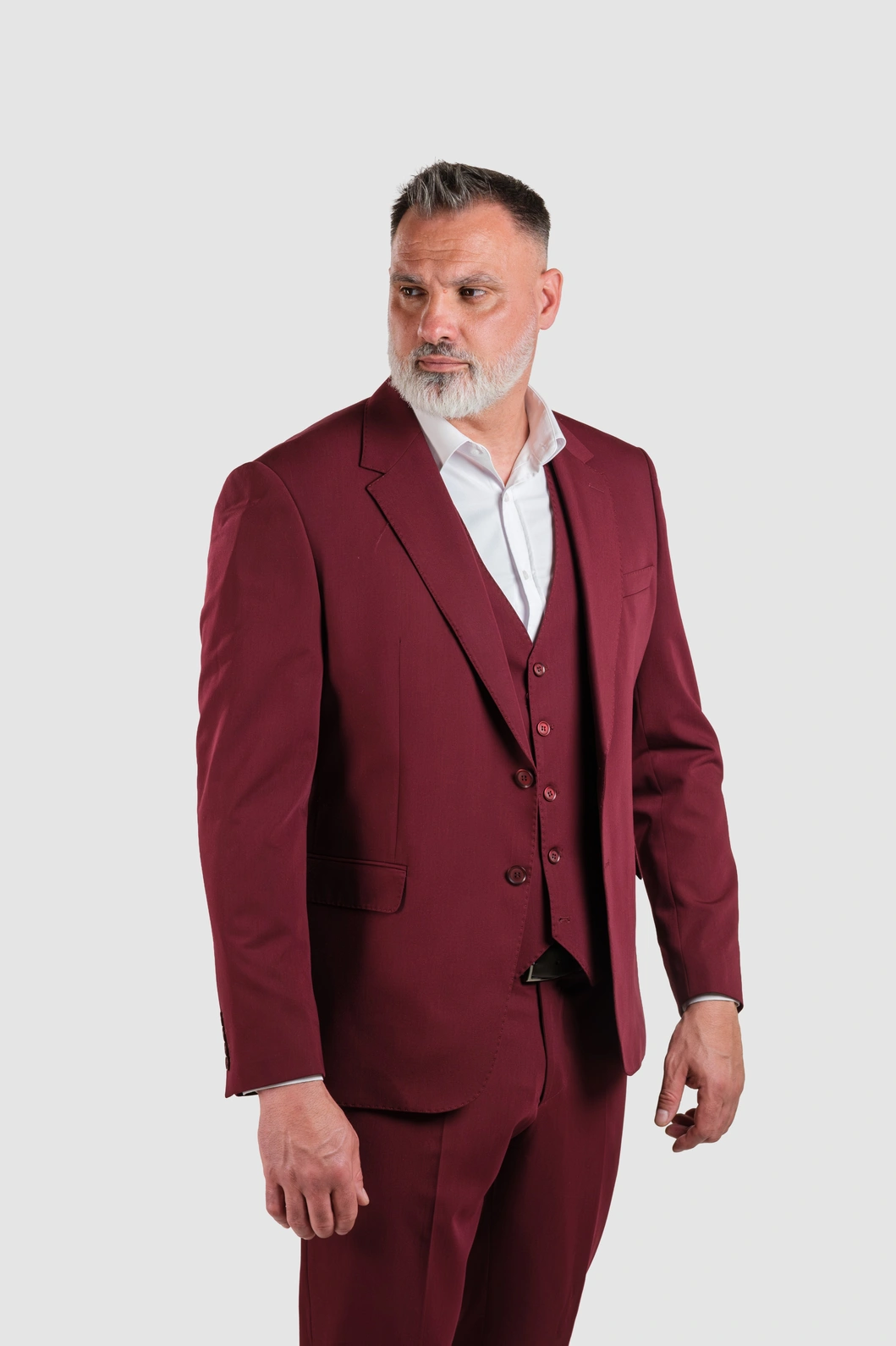 Bordo Trodelno Muško Odelo - Merino Vuna & Svila